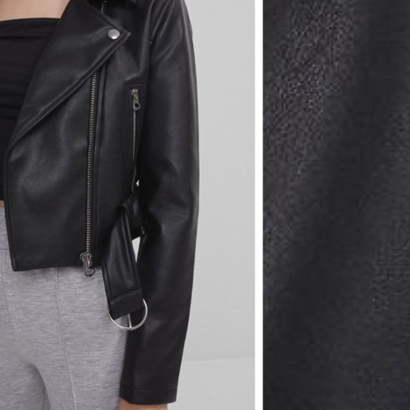 🌹NWT. Bershka Cropped Faux Leather Biker Jacket. Size XS. - Picture 4 of 11